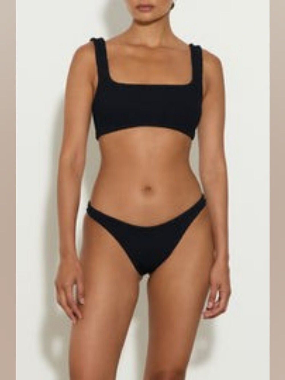 Hunza G Xandra Bikini in Black Square-Neck Black Set - Women Swimwear One Size